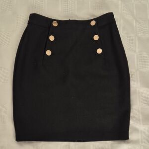 H&M Black Pencil Skirt with Gold Buttons